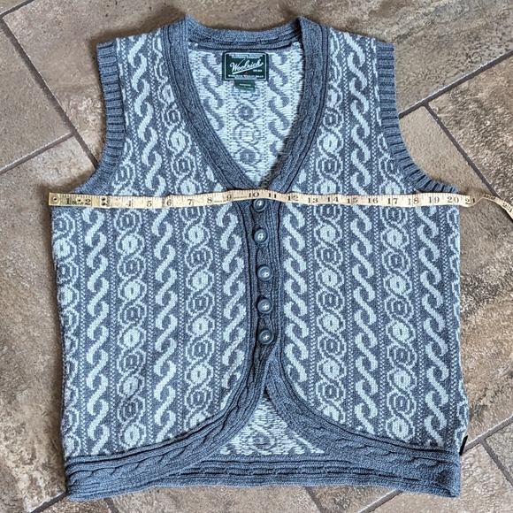 Woolrich Sweater Vest Women's Charcoal Heather Cotton Cable Knit Size L. - Picture 10 of 15